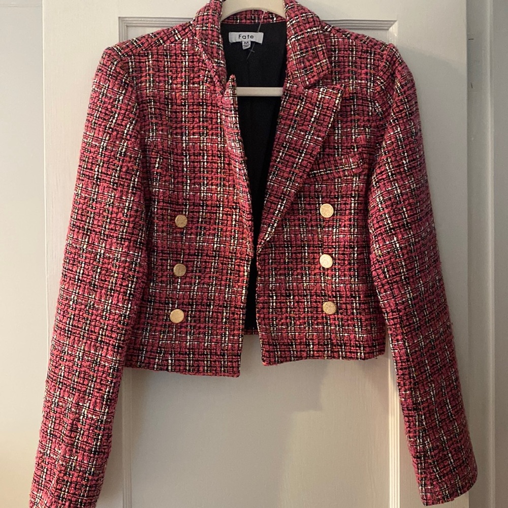 Pink tweed blazer